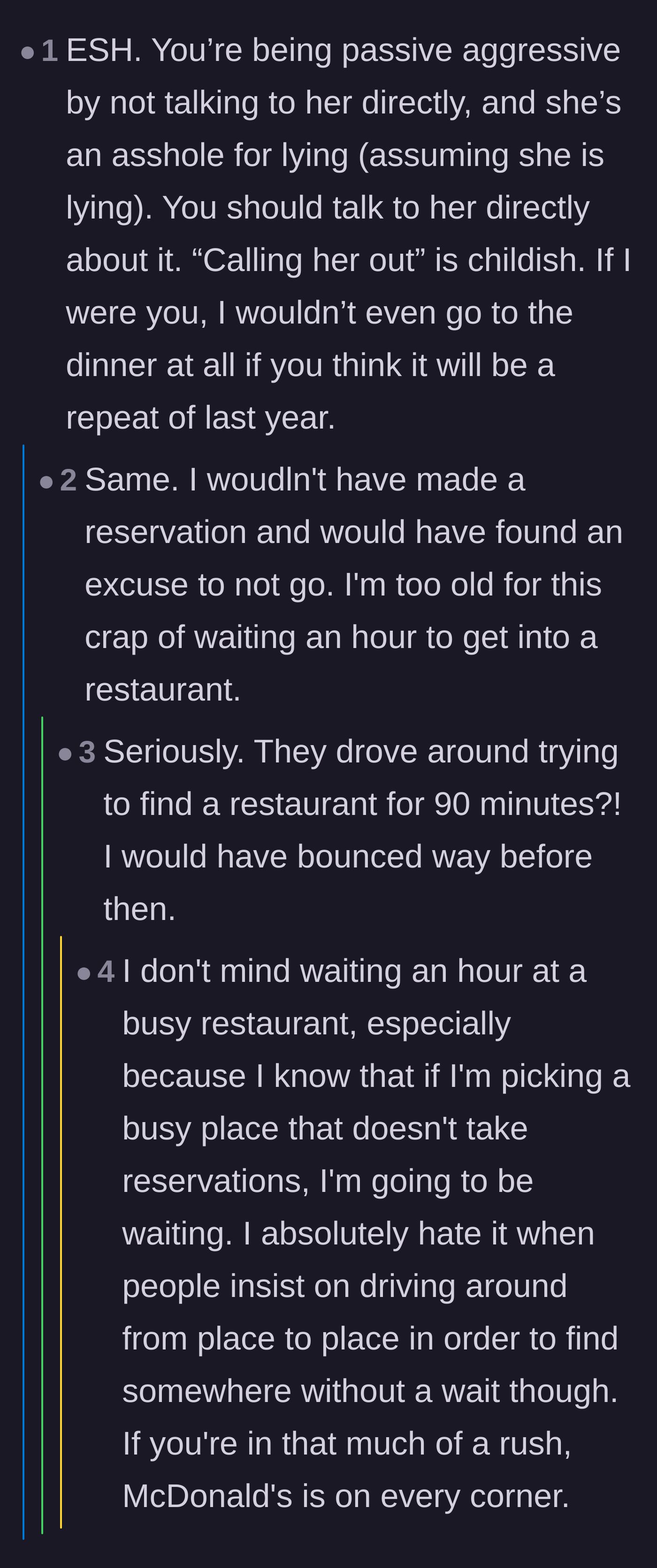 Comment thread 3 - Commenters agreeing they would never tolerate a 90-minute wait and would just go home.