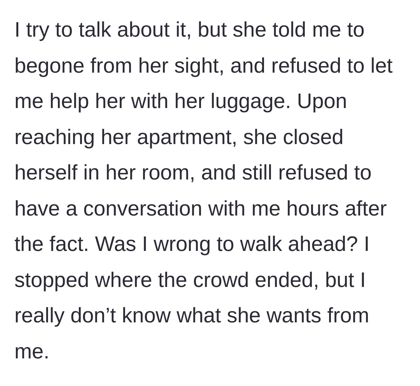 Story part 5 - The friend locks herself in her room, refusing to speak or accept help.