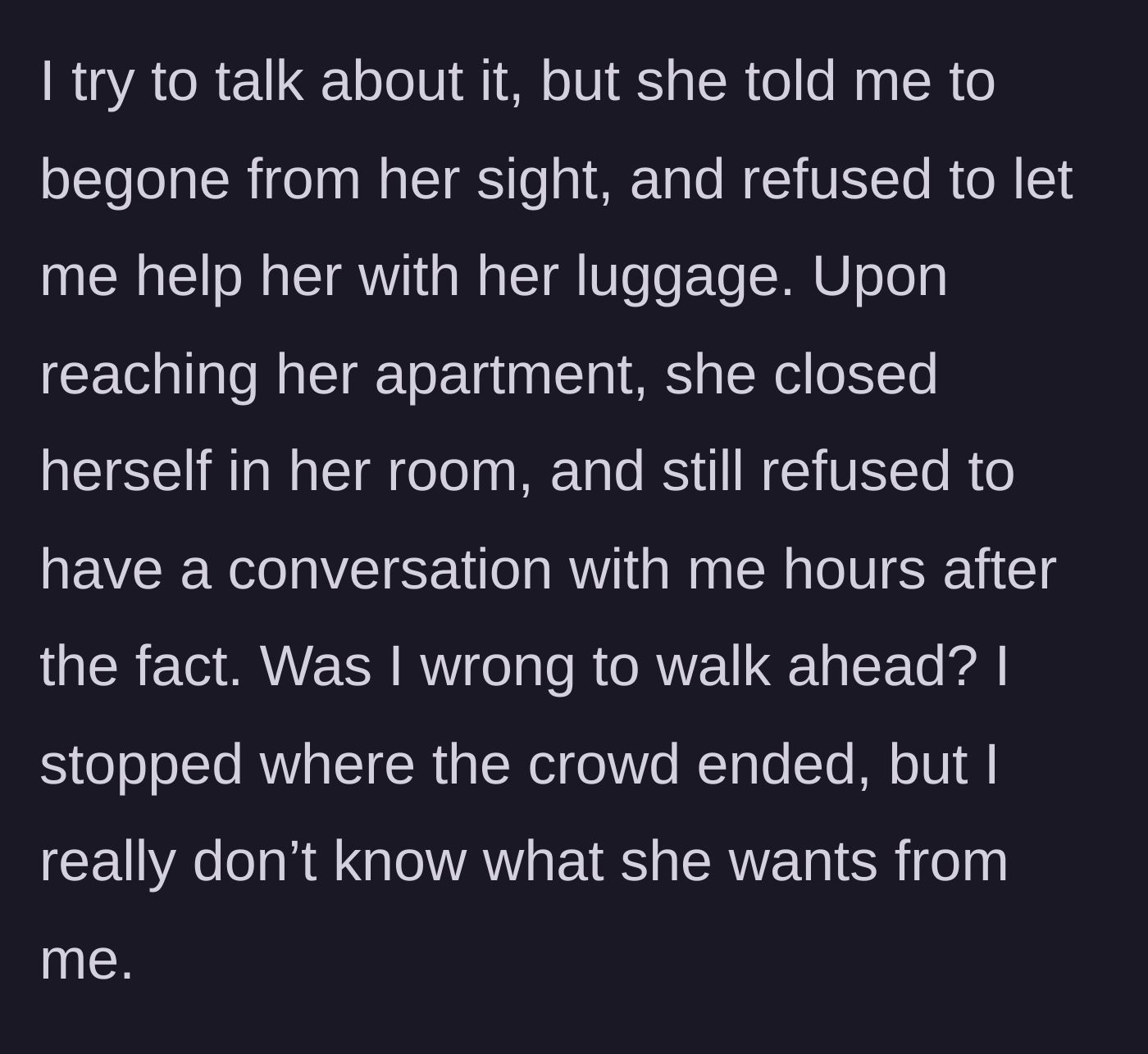 Story part 5 - The friend locks herself in her room, refusing to speak or accept help.
