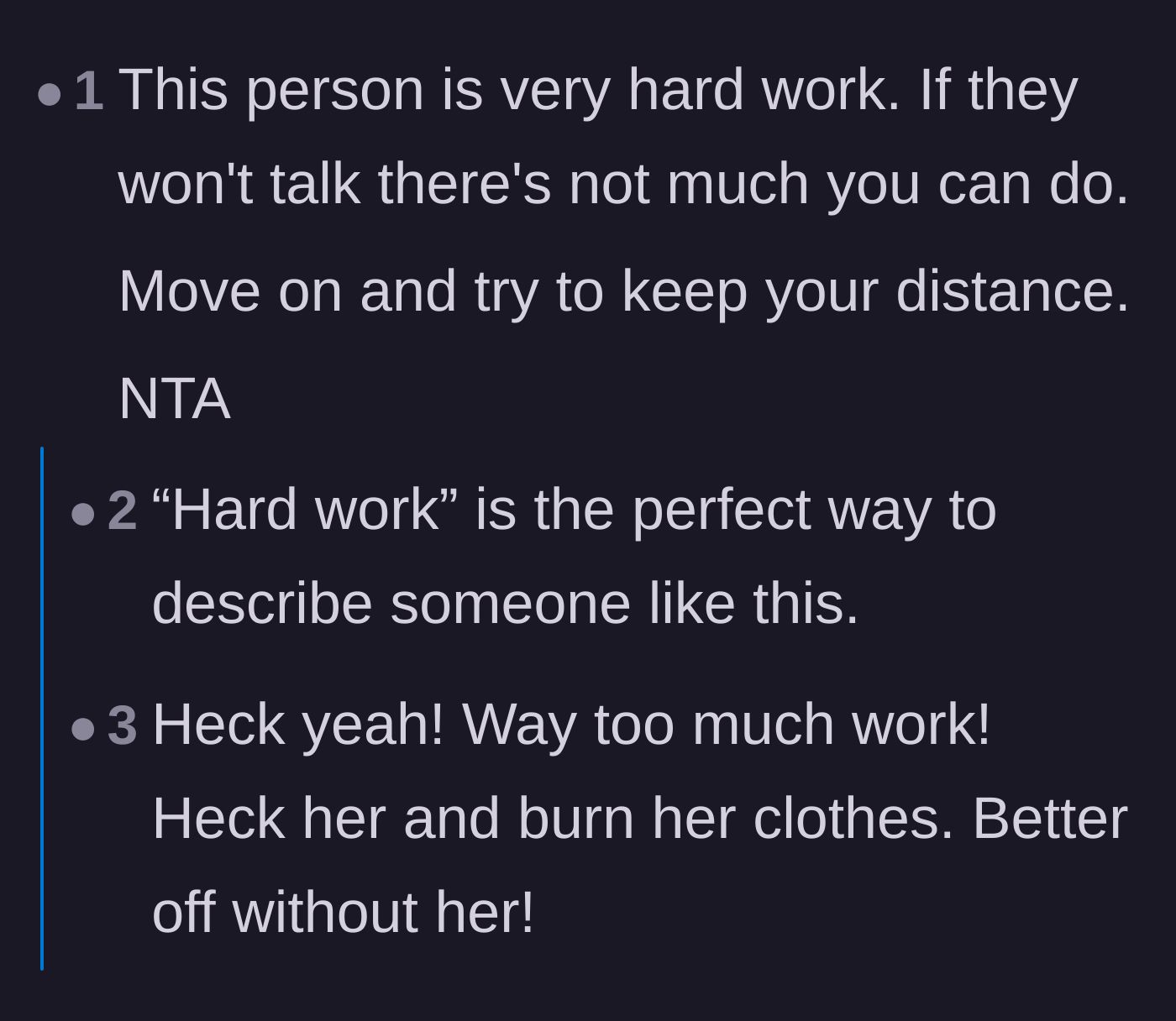 Comment thread 1 - Readers agree that the friend is far too much work and advise the narrator to keep their distance.