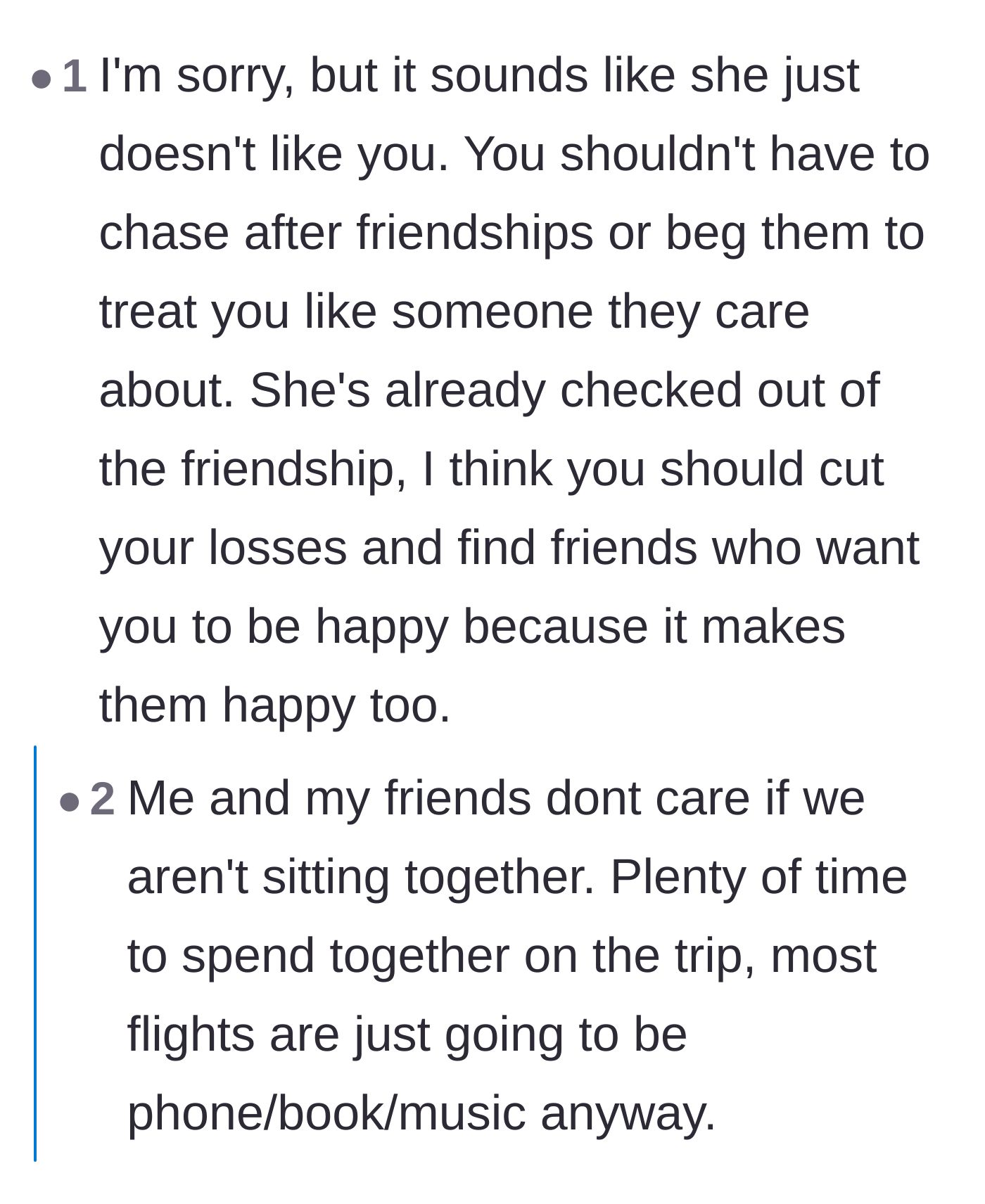 Comment thread 3 - Advice on refusing to chase after a one-sided friendship where the other person has already checked out.