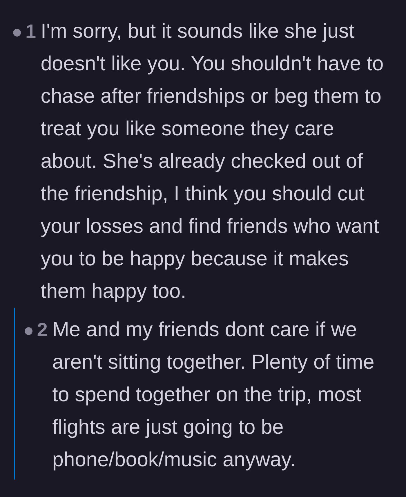 Comment thread 3 - Advice on refusing to chase after a one-sided friendship where the other person has already checked out.
