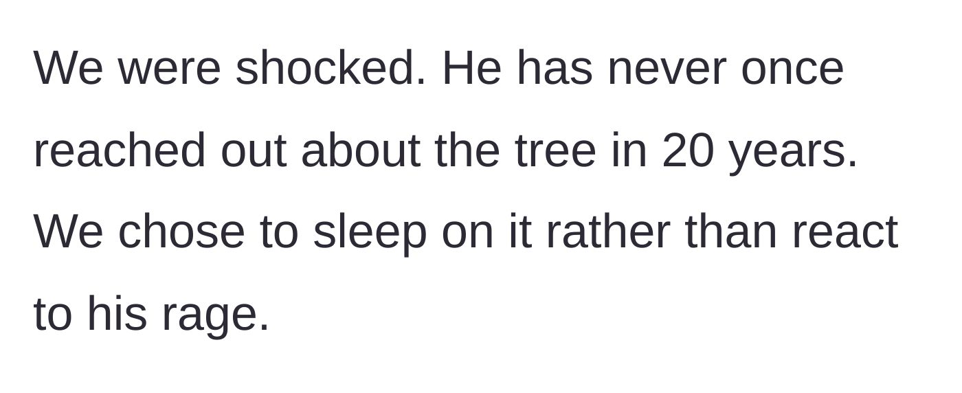 Story part 3 - The narrator and their husband choosing to sleep on the situation rather than reacting to the rage.