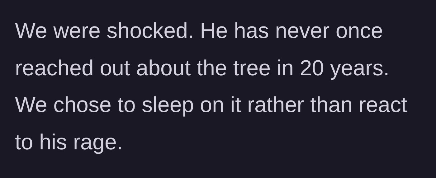 Story part 3 - The narrator and their husband choosing to sleep on the situation rather than reacting to the rage.