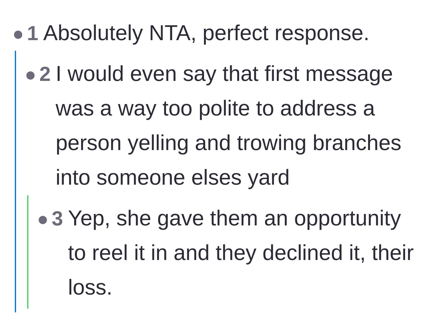 Comment thread 2 - Discussion about how the narrator's first text was actually far too generous
