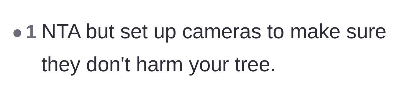 Comment thread 5 - A brief but urgent warning to install security cameras to protect the tree