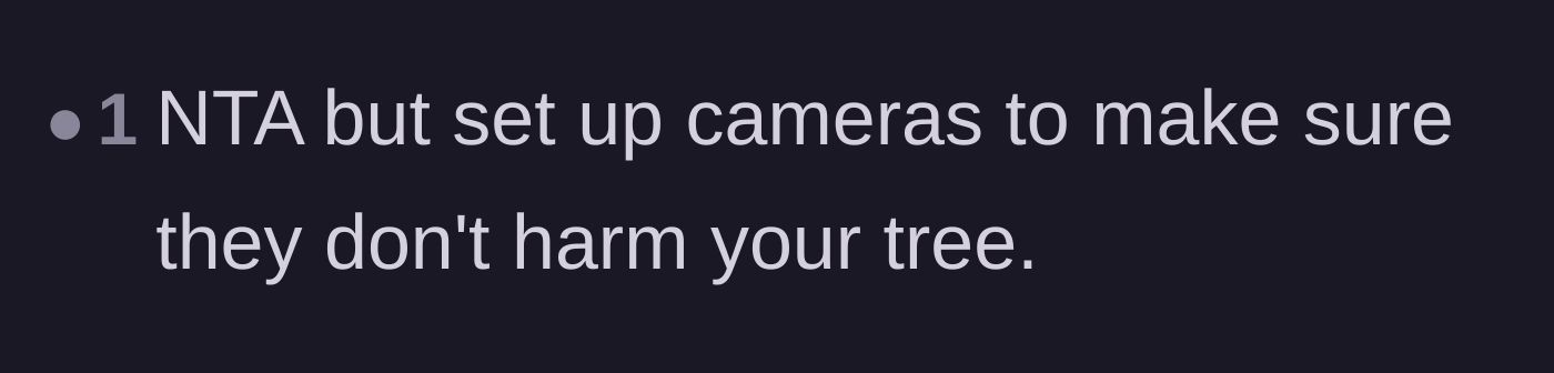 Comment thread 5 - A brief but urgent warning to install security cameras to protect the tree