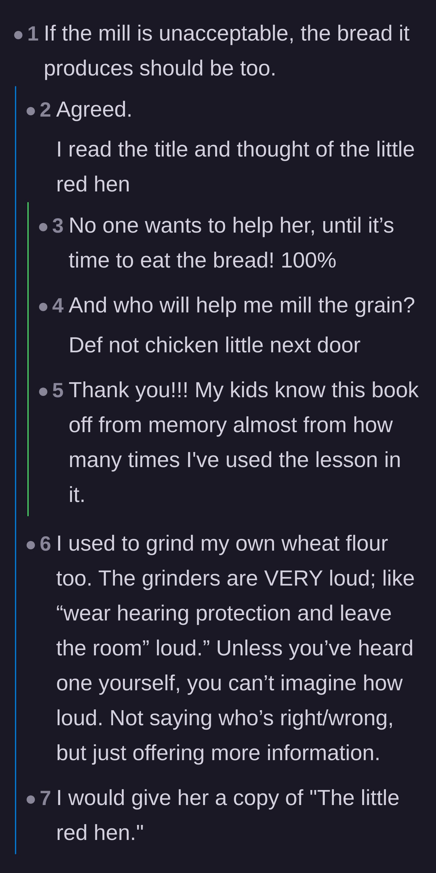 Comment thread 1 - Readers compare the demanding neighbor to the lazy animals in The Little Red Hen fable.