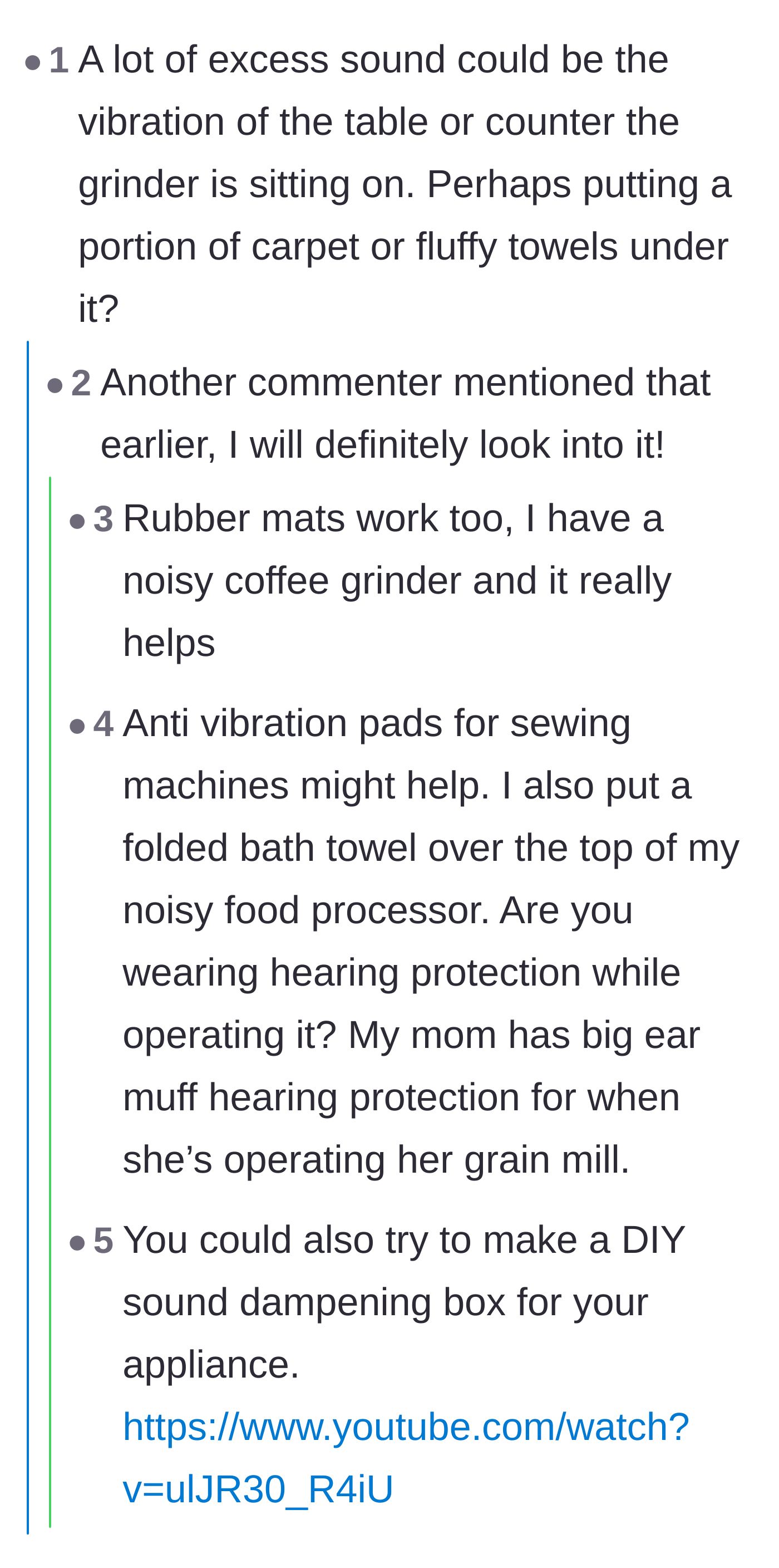 Comment thread 4 - Readers suggest using anti-vibration pads and towels to quiet the kitchen appliance.