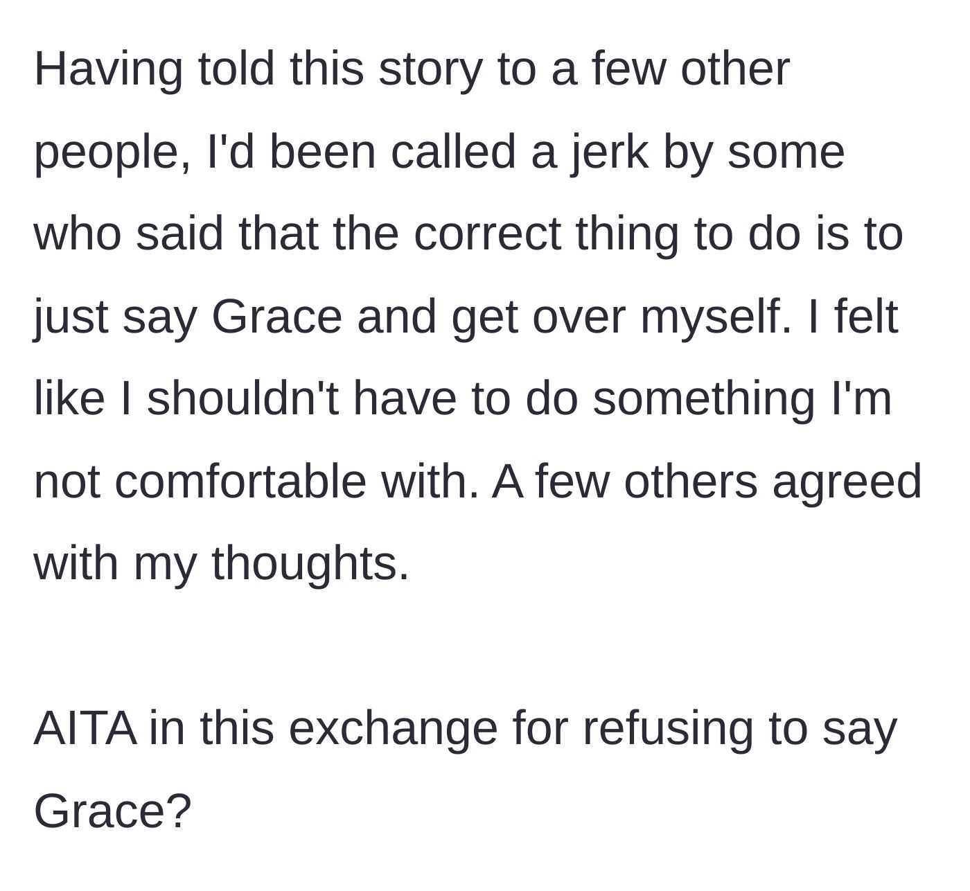 Story part 6 - The main character reflects on friends calling him a jerk for not just playing along, leaving him questioning if he was wrong.