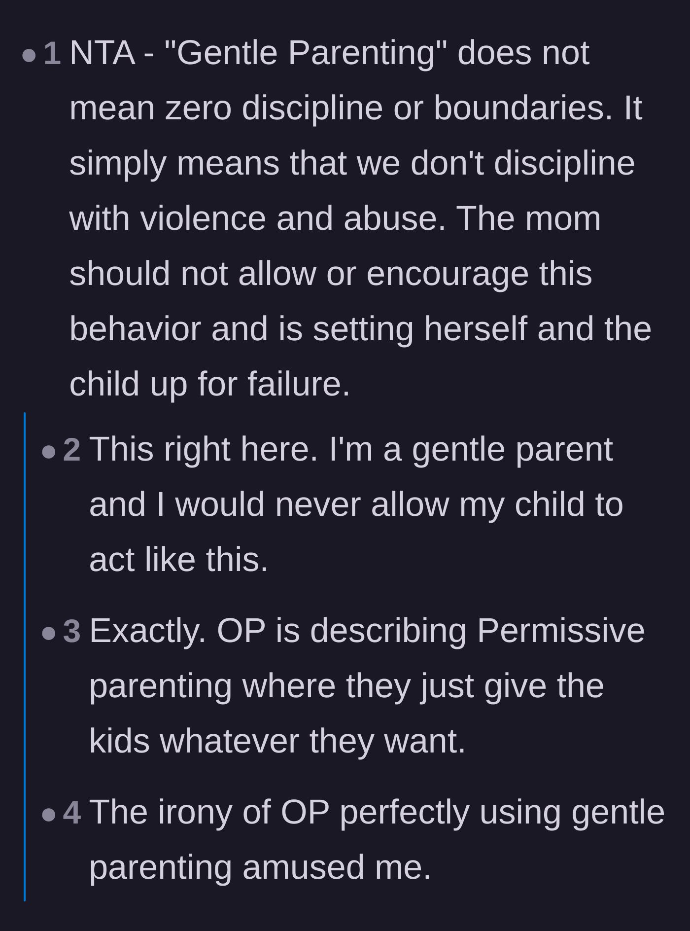 Comment thread 3 - Commenters agree that the mother's lack of discipline is actually permissive parenting, which sets the child up to fail.