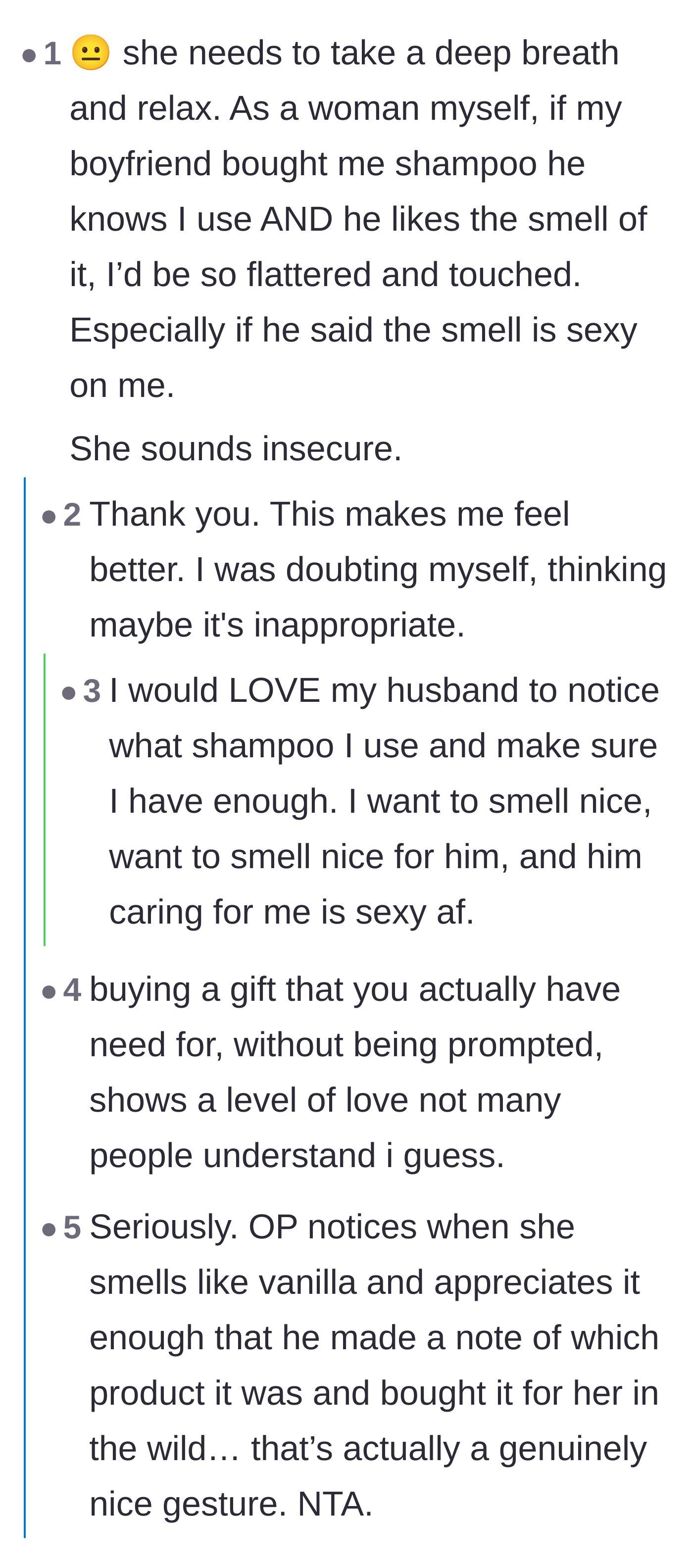 Comment thread 3 - Women validating the boyfriend's actions and expressing how incredibly flattered they would be by such a thoughtful gift.