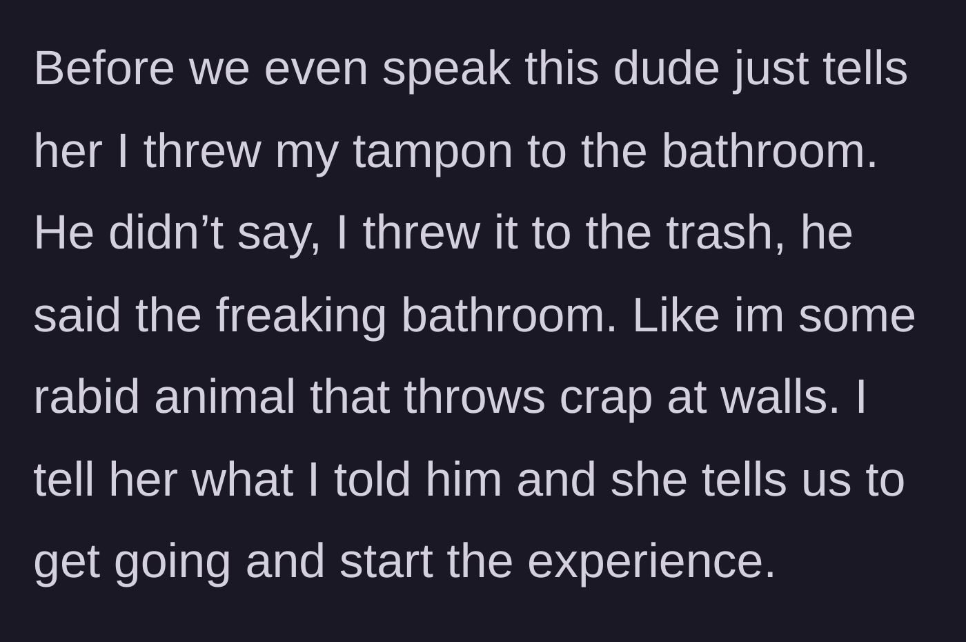 Story part 5 - The male employee misrepresents the situation to his female coworker, but the customer corrects him and they are told to start the game.