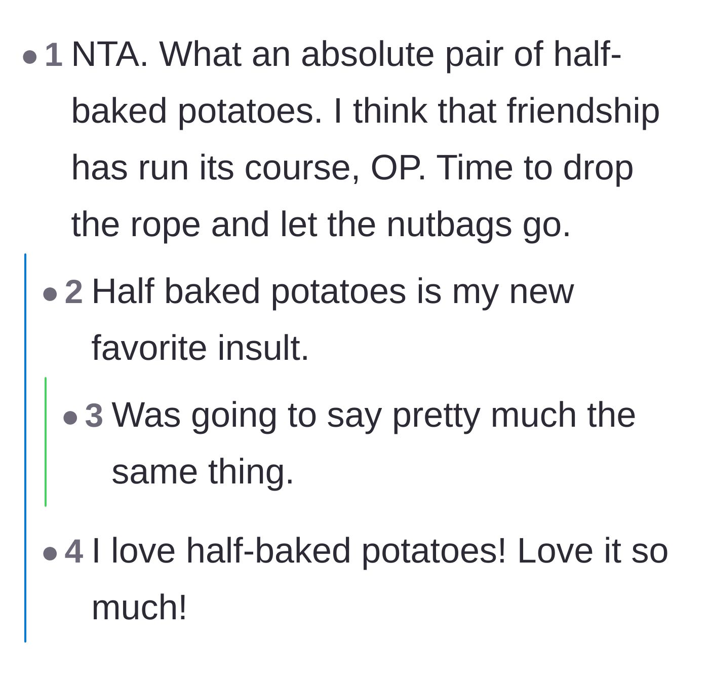 Comment thread 3 - Commenters adopting a hilarious food-based insult for the unhinged couple.