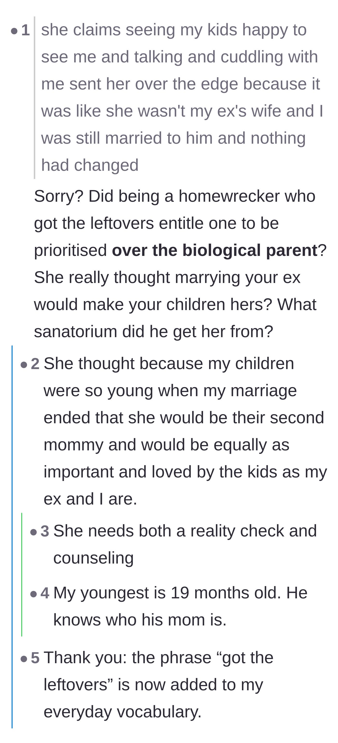 Comment thread 3 - Readers mocking the new wife for believing she would instantly become the biological children's mother just by marrying their dad