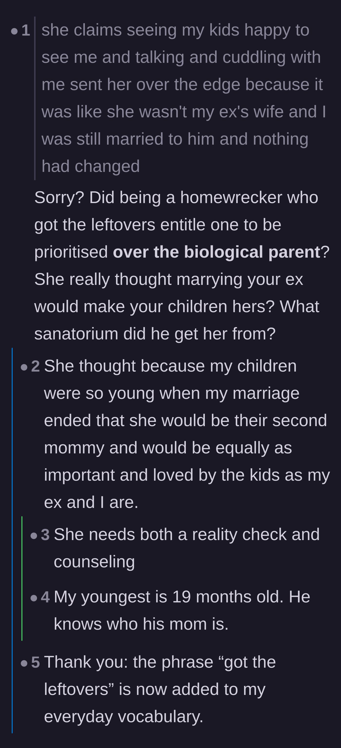 Comment thread 3 - Readers mocking the new wife for believing she would instantly become the biological children's mother just by marrying their dad