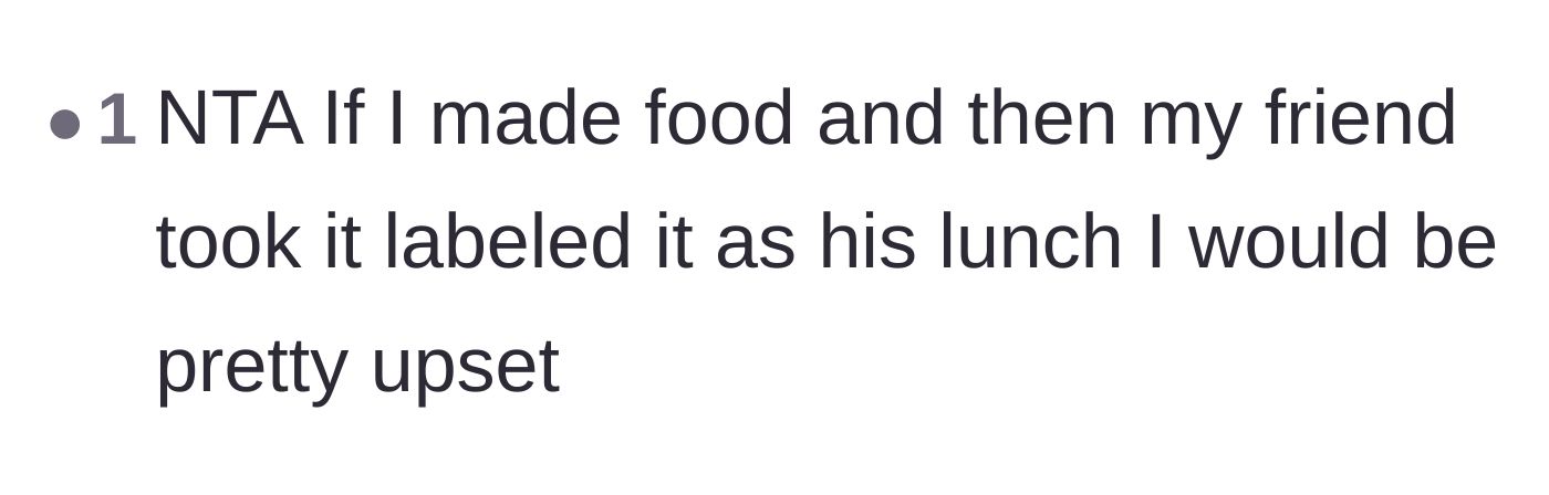 Comment thread 5 - Reacting to the audacity of the roommate putting his own name label on the main character's cooking.