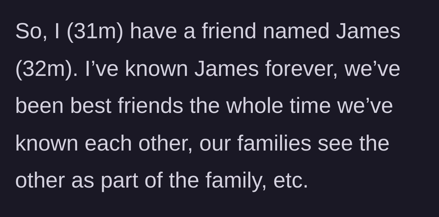 Story part 1 - Introduction of the 17-year friendship between two men whose families are heavily intertwined.