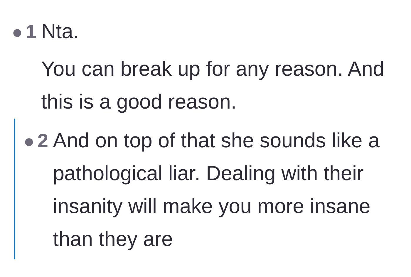 Comment thread 4 - Highlighting the psychological toll of dealing with a pathological liar.