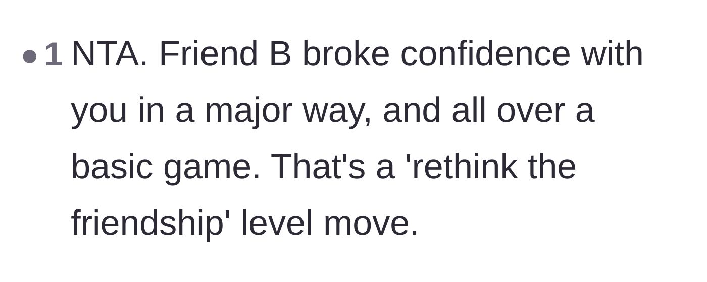 Comment thread 4 - Discussing how breaking a medical confidence for a party game is a massive, relationship-ending move.