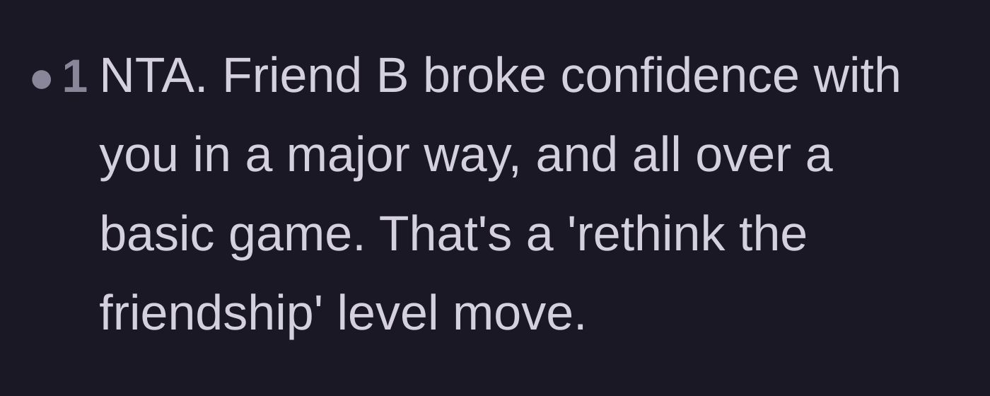 Comment thread 4 - Discussing how breaking a medical confidence for a party game is a massive, relationship-ending move.