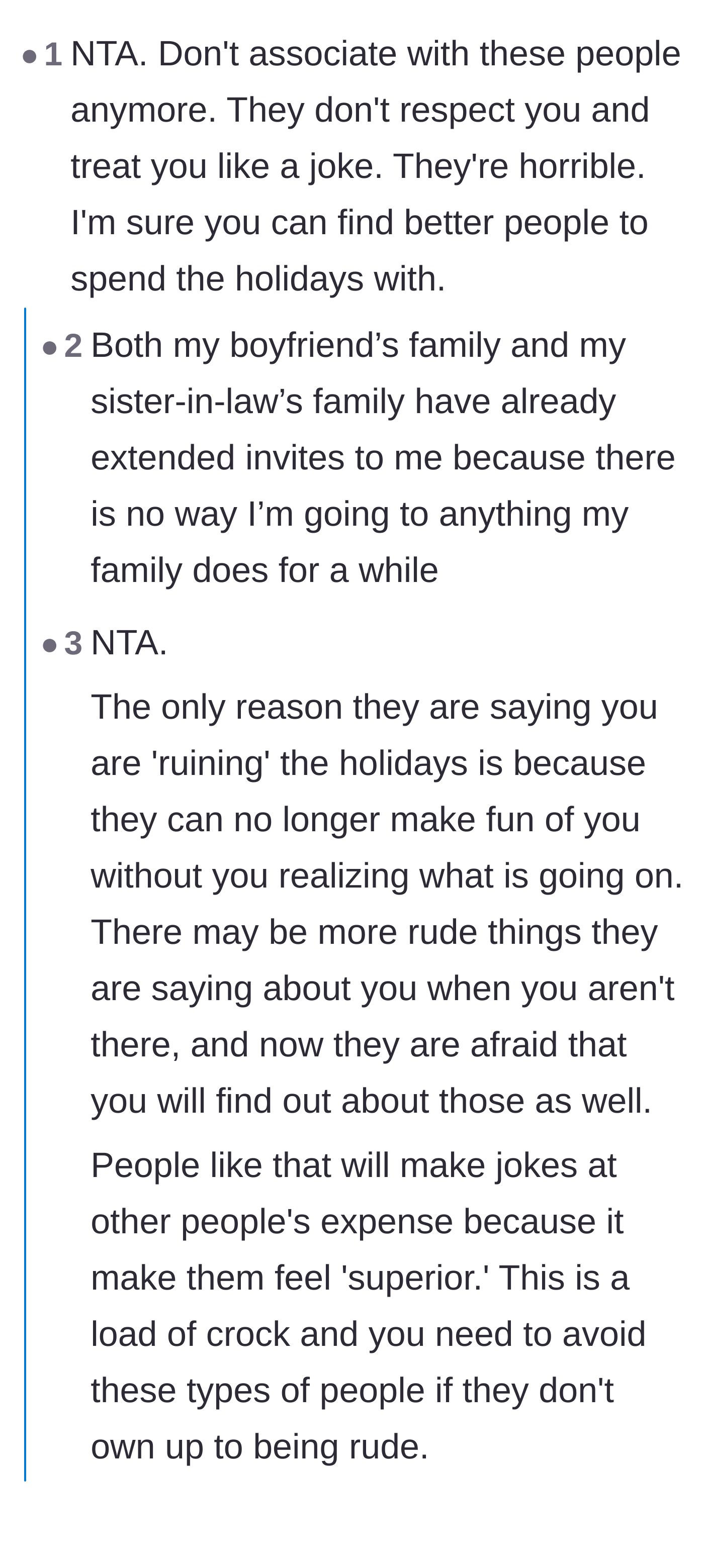 Comment thread 1 - Readers debate cutting off the toxic family and whether cousin Jenny deserves a pass for her panic.