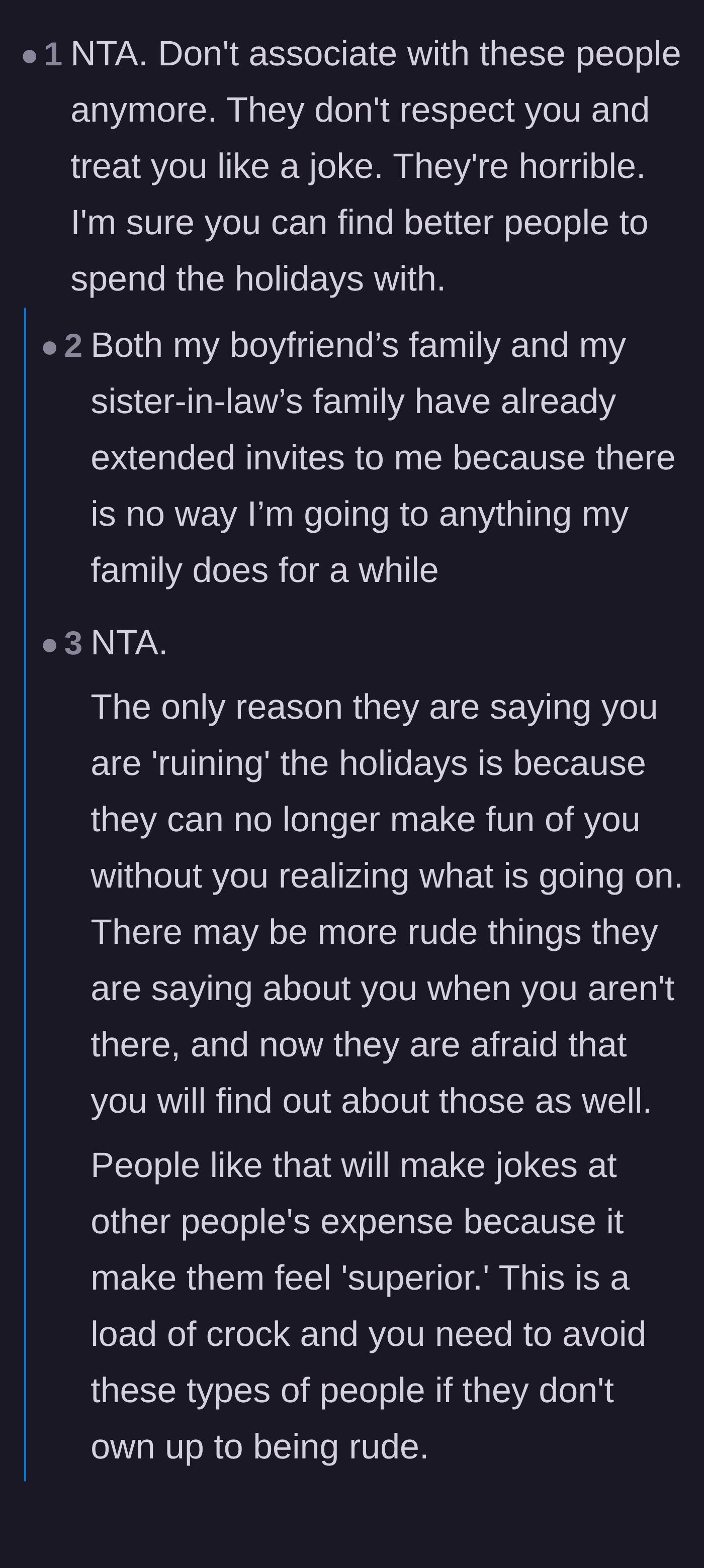 Comment thread 1 - Readers debate cutting off the toxic family and whether cousin Jenny deserves a pass for her panic.