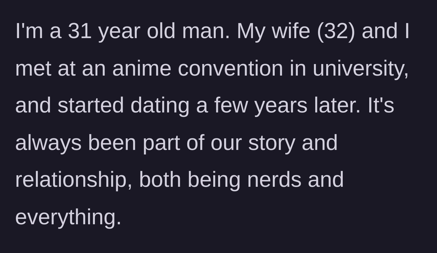 Story part 1 - Meeting at an anime convention in college