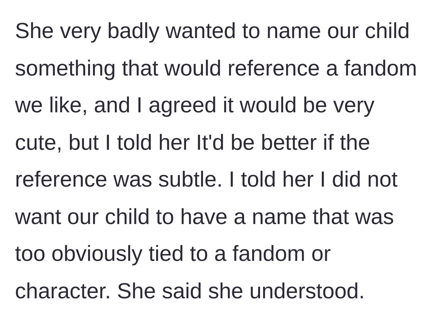Story part 3 - Agreeing on a subtle fandom reference for the name