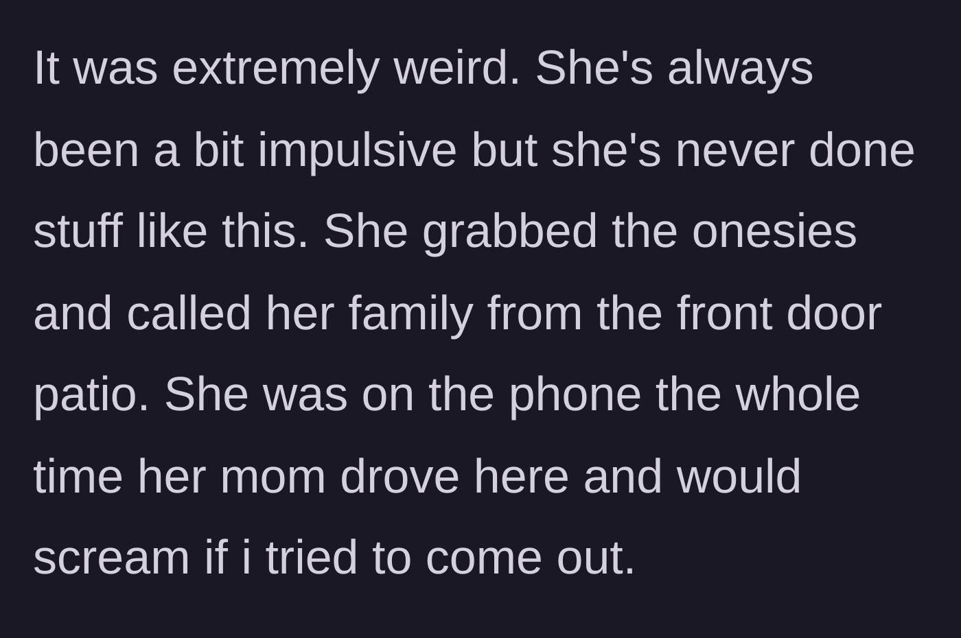Story part 8 - Wife calling her mother and screaming at her husband