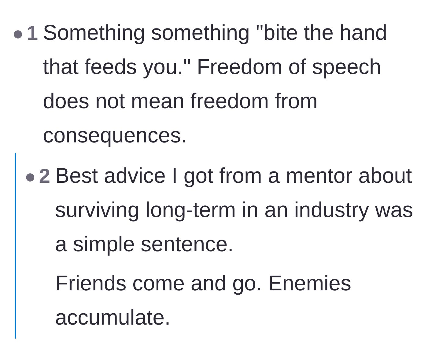 Comment thread 2 - A discussion about facing the inevitable consequences of biting the hand that feeds you.