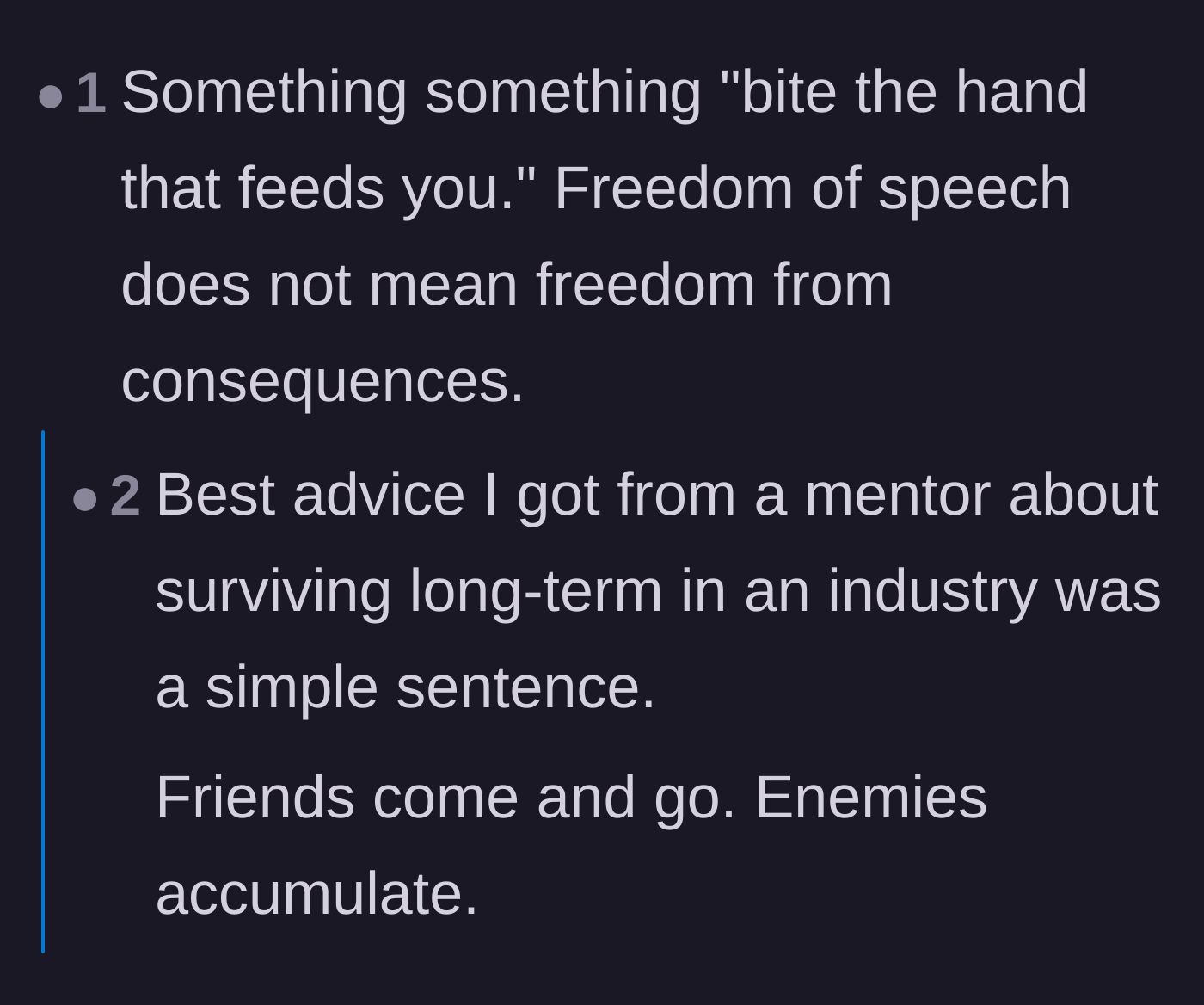 Comment thread 2 - A discussion about facing the inevitable consequences of biting the hand that feeds you.