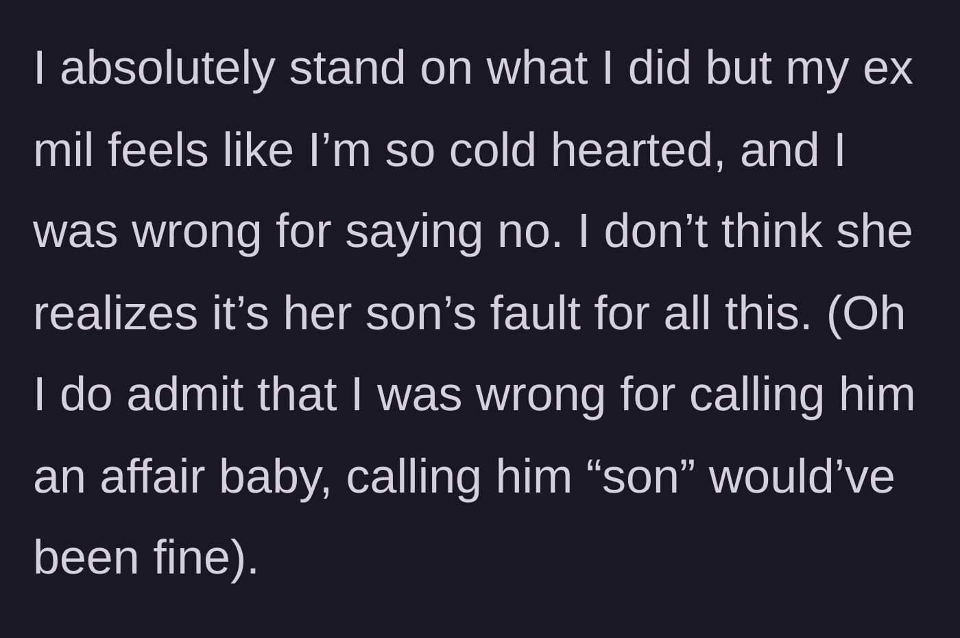 Story part 1 - A pensive woman reflecting on an argument with her former mother-in-law, realizing she let her anger slip.