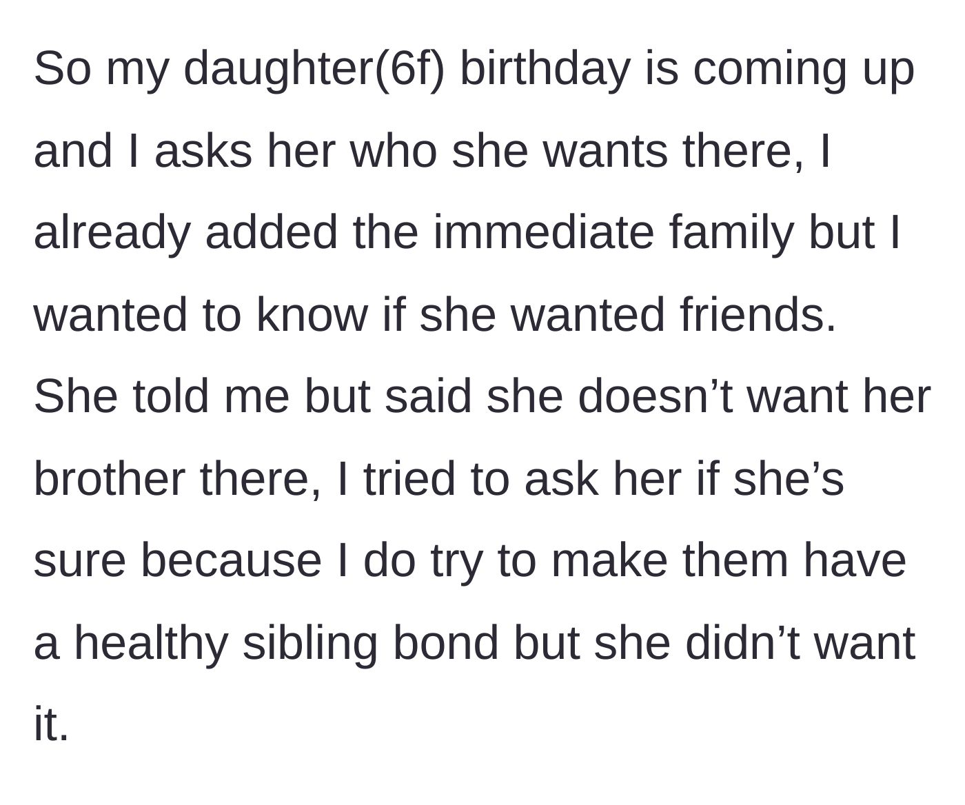 Story part 6 - A mother having a gentle, serious conversation with her six-year-old daughter about a party invitation.