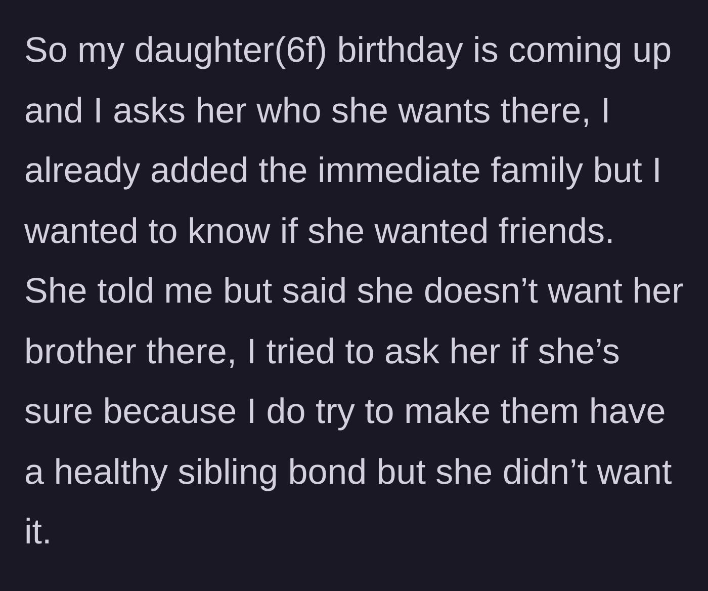 Story part 6 - A mother having a gentle, serious conversation with her six-year-old daughter about a party invitation.