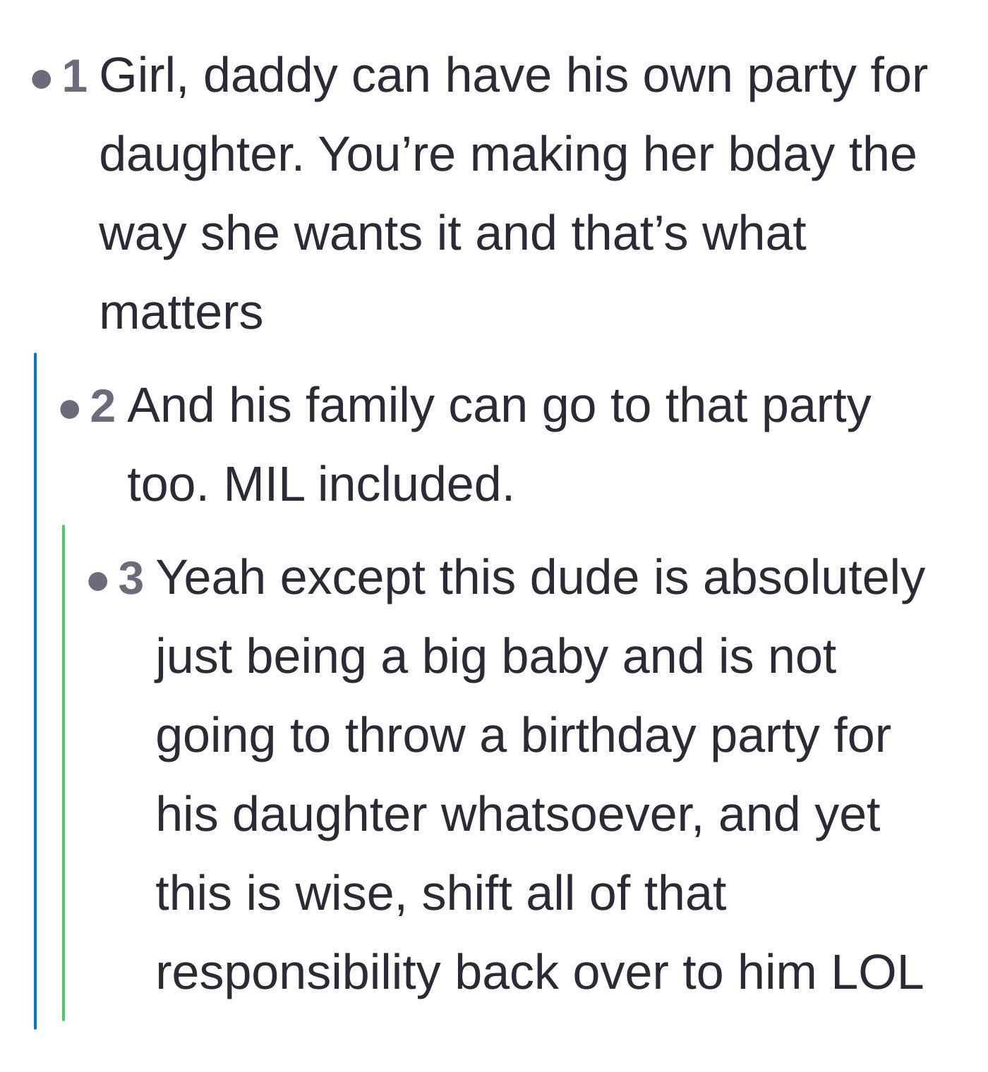 Comment thread 4 - Readers suggesting the father should host his own family party, while doubting he would actually put in the effort.