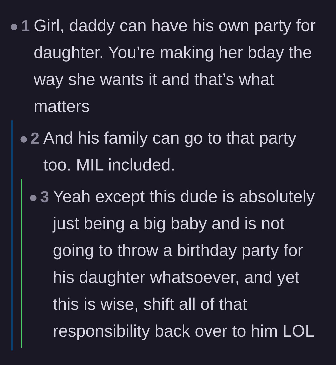 Comment thread 4 - Readers suggesting the father should host his own family party, while doubting he would actually put in the effort.