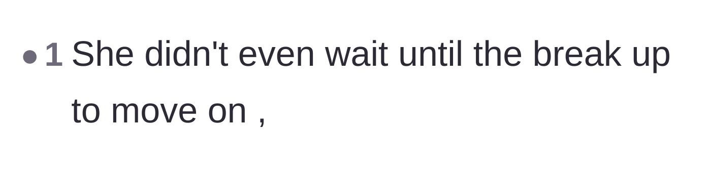 Comment thread 3 - Pointing out that the ex moved on before the relationship even ended.