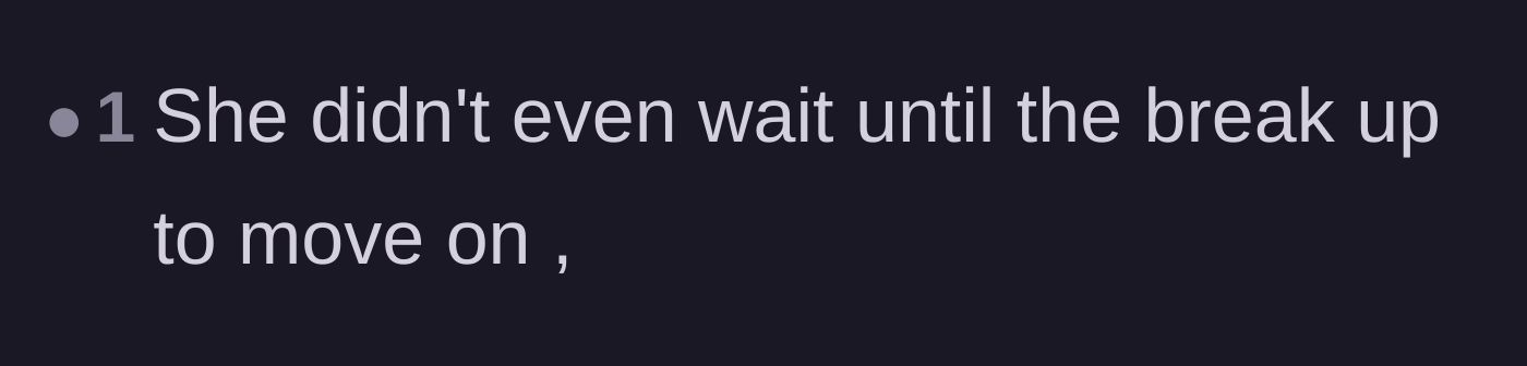 Comment thread 3 - Pointing out that the ex moved on before the relationship even ended.