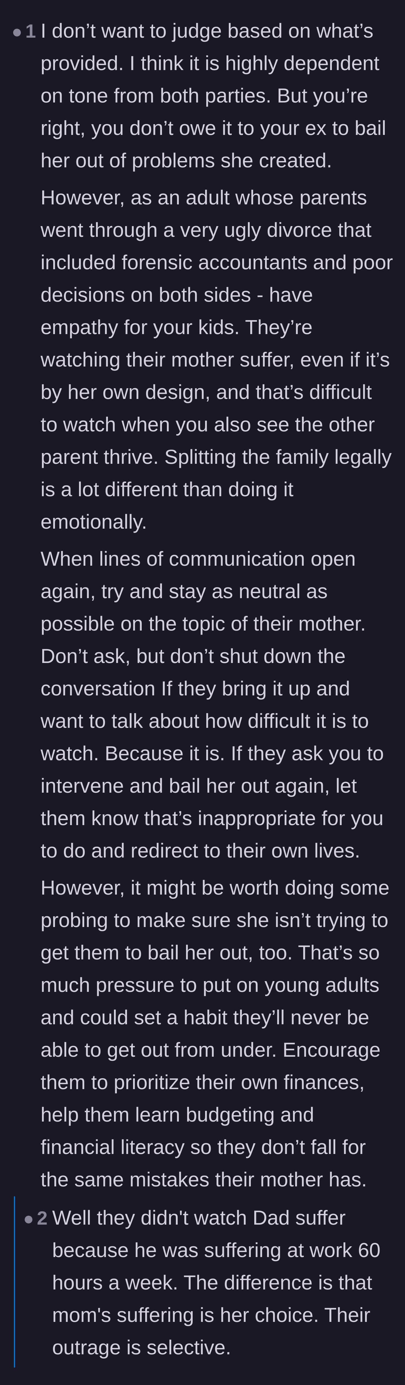 Comment thread 4 - A debate balancing empathy for the children's pain against calling out their inappropriate interference