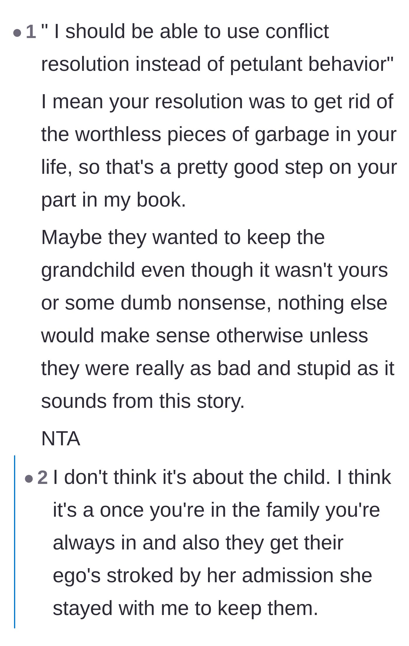 Comment thread 2 - A discussion about the family's ego and the devastating realization that the relationship was completely one-sided