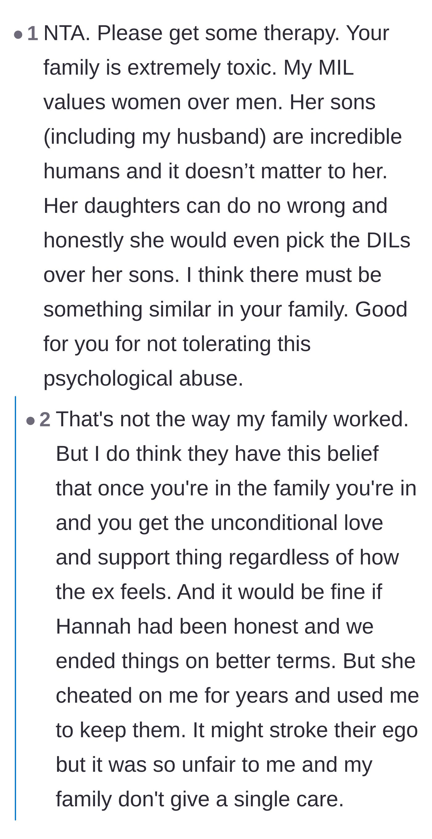 Comment thread 4 - The author admitting that his family's betrayal actually hurts far more than his ex-girlfriend's infidelity