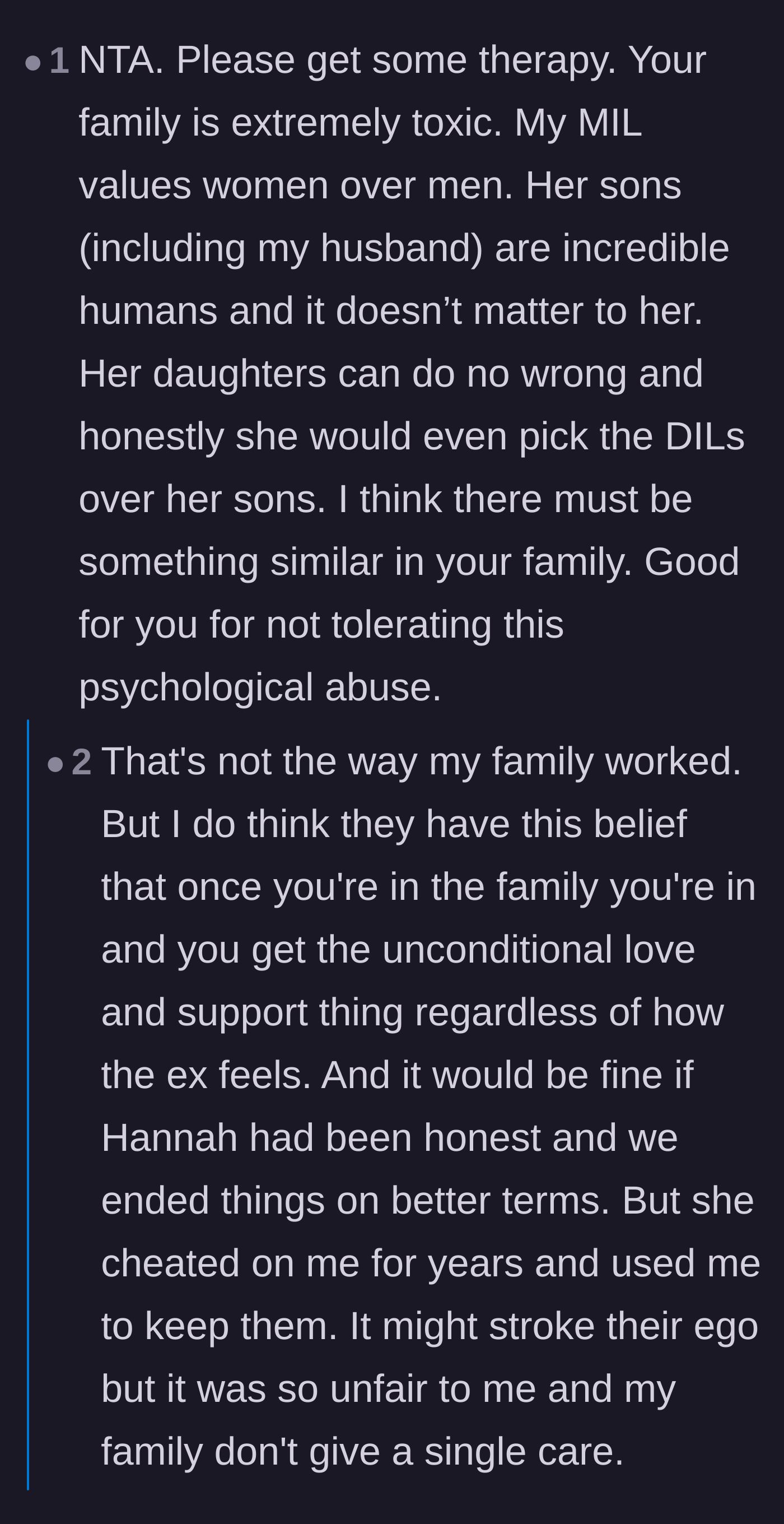Comment thread 4 - The author admitting that his family's betrayal actually hurts far more than his ex-girlfriend's infidelity