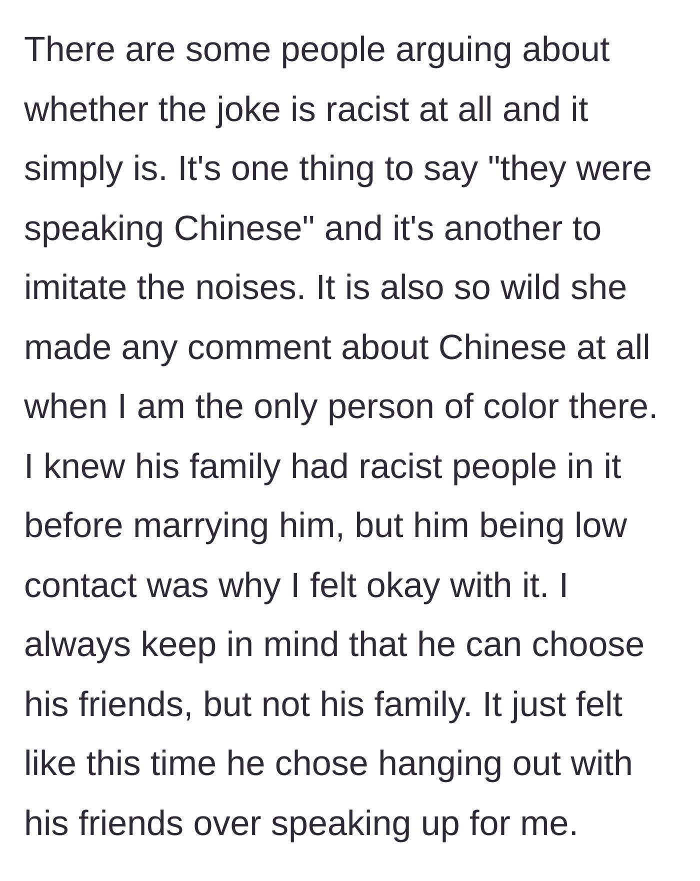 Story part 10 - A frustrated woman explaining why a joke was undeniably racist to her peers.
