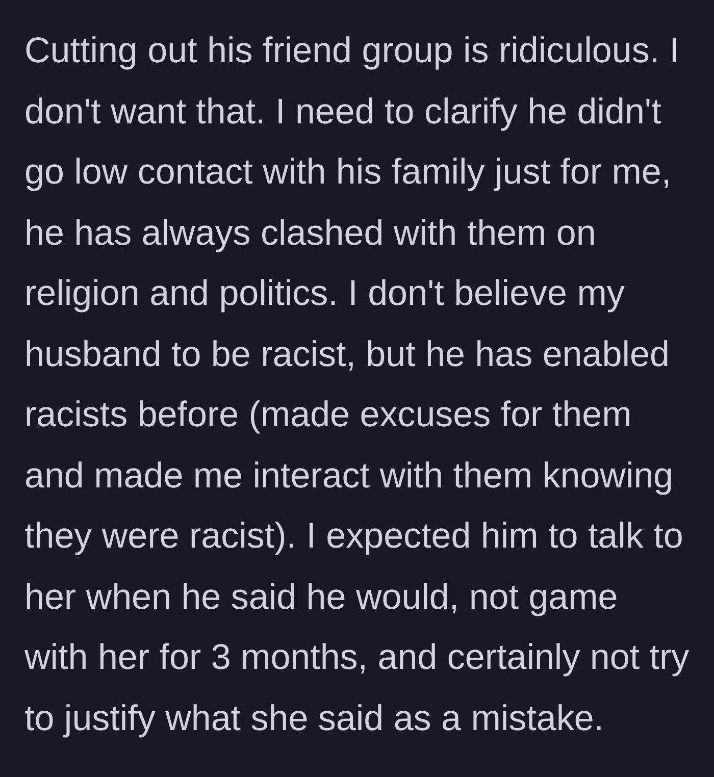 Story part 11 - A woman setting clear boundaries about what she expects from a partner.