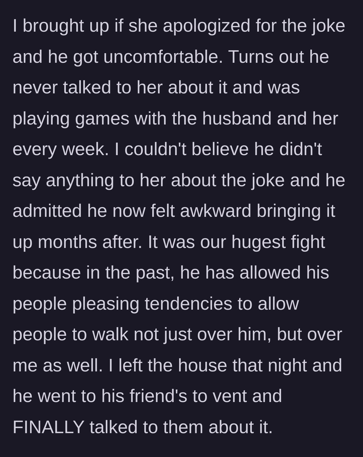 Story part 5 - A husband looking guilty and uncomfortable during a confrontation with his wife.