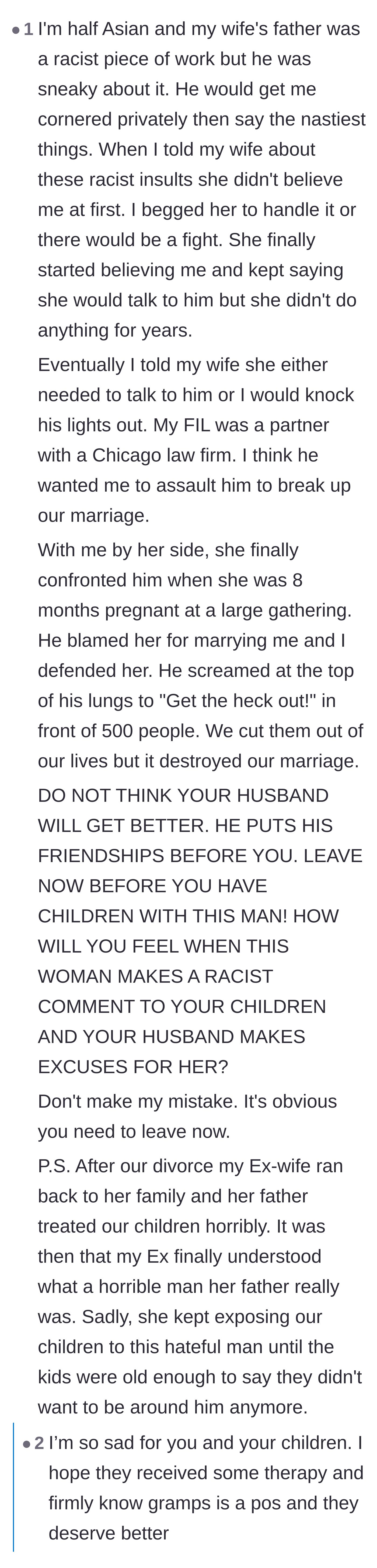 Comment thread 2 - A heartbreaking personal story about the long-term damage of staying with an enabler.