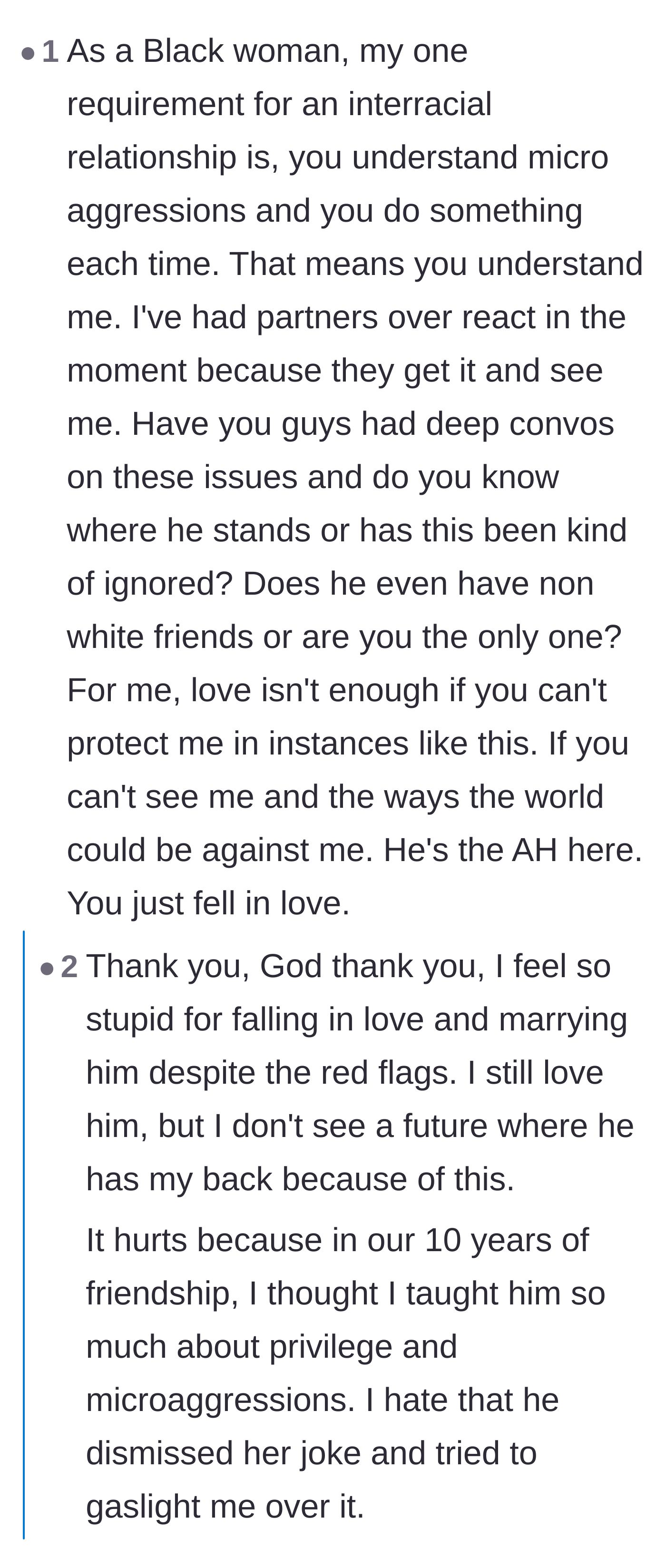 Comment thread 5 - Fellow women of color explaining that love without protection is meaningless.