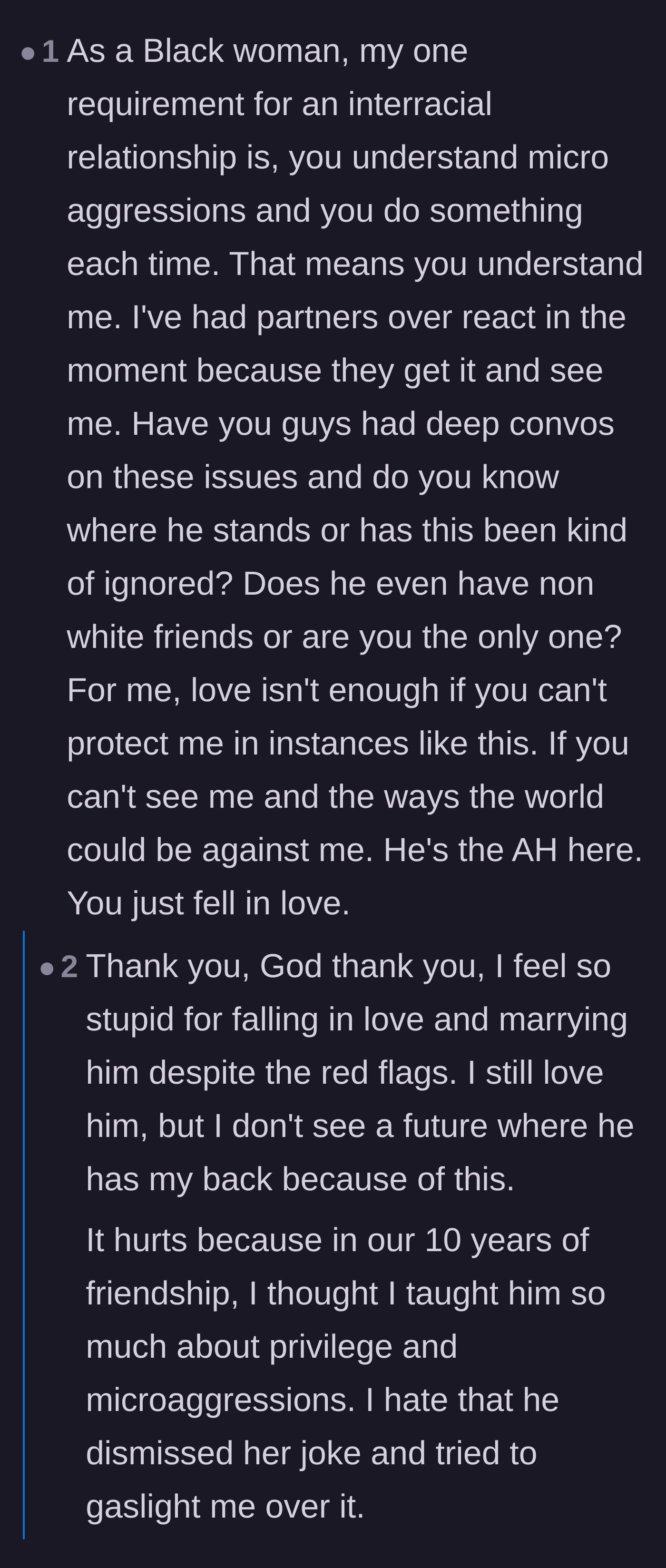 Comment thread 5 - Fellow women of color explaining that love without protection is meaningless.