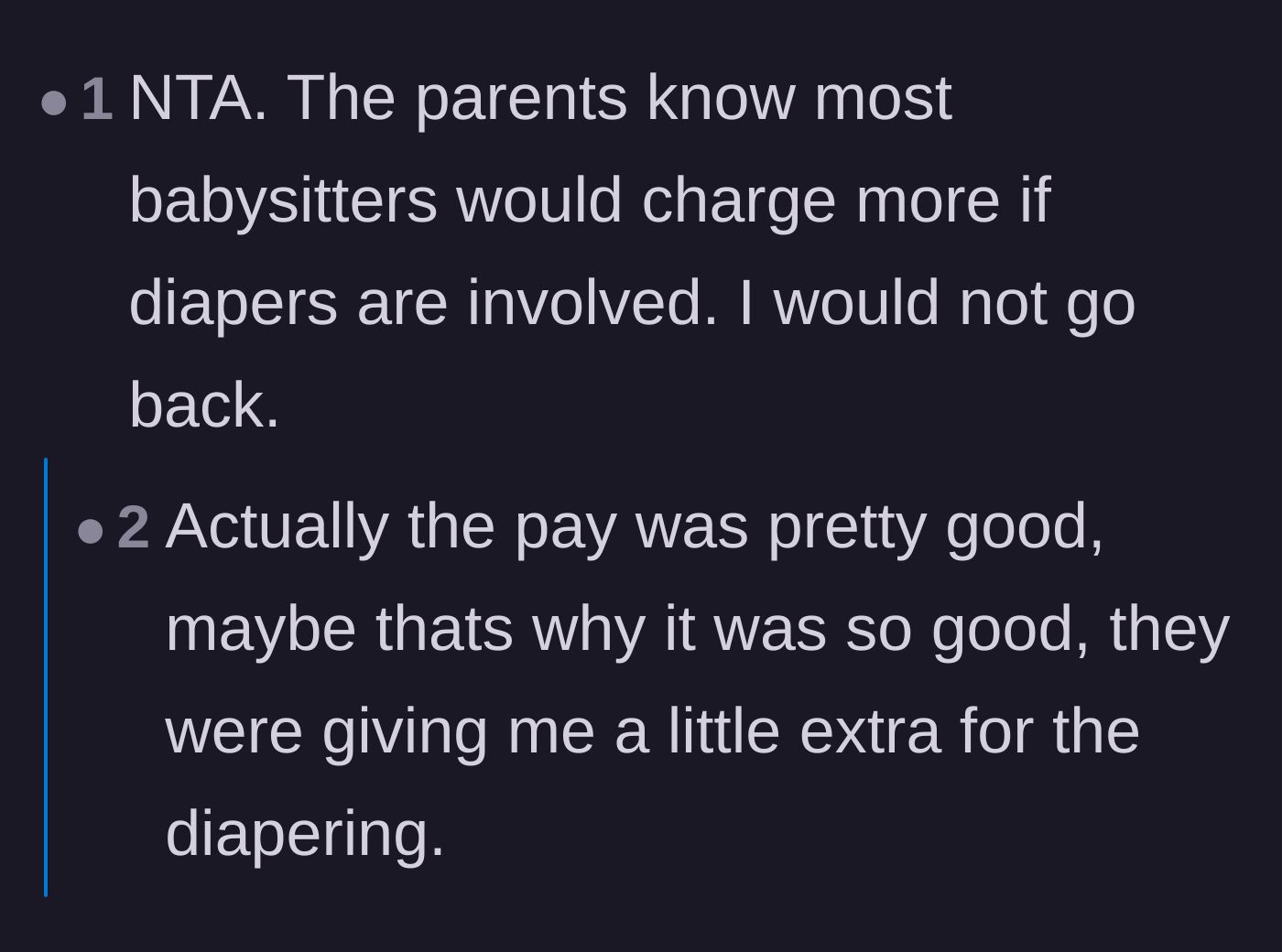 Comment thread 1 - Debate on whether the bedwetting is a medical issue and if the lack of disclosure was justified